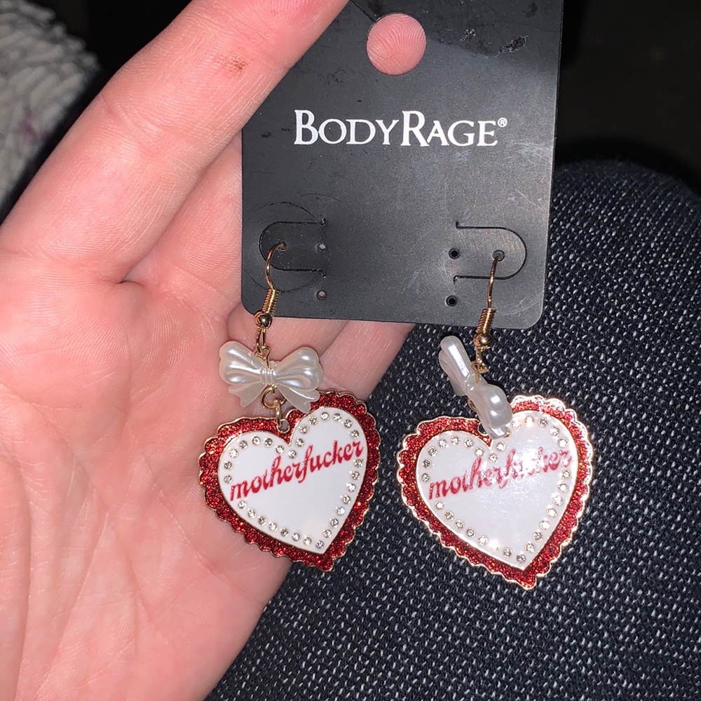 Motherf*** heart earrings